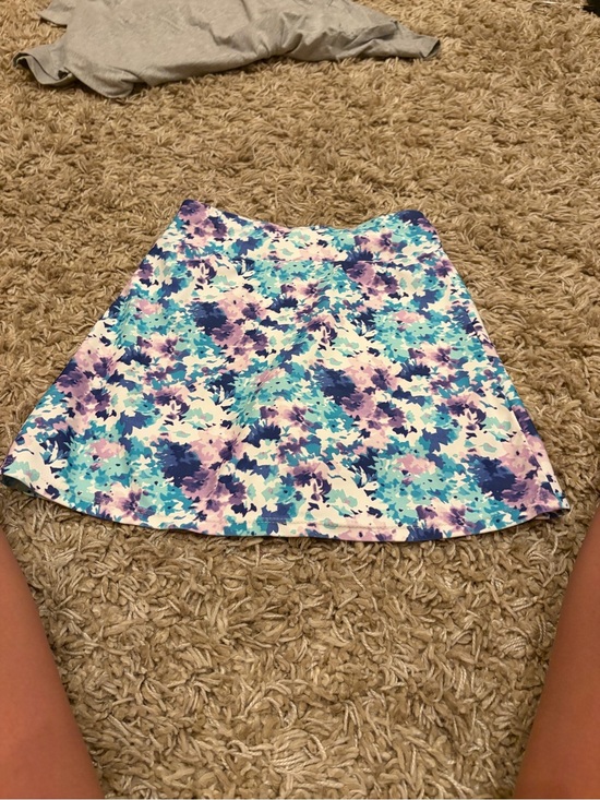 Runway Other - Floral Print A-Line Skort in Aqua and Purple